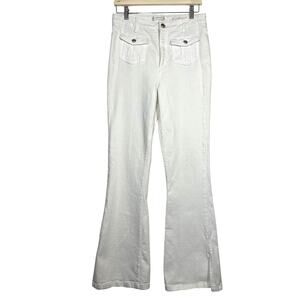 Guess High Rise Flare Denim Jeans White Sz 31 Y2K 90s Retro Tall Organic Cotton